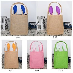 Outros suprimentos festivos do partido Bolsa de Easterbunny para ovo caça Barlap Páscoa Cesta de Páscoa Bolsa 14 cores Bunny Orelhas Design com material de pano de juta