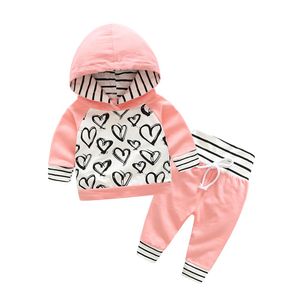 Primavera outono novo recém-nascido bebê infantil meninas roupas longas manga 2 pcs casuais com capuz roupas de bebé classificado 4.4 / 5 baseado o