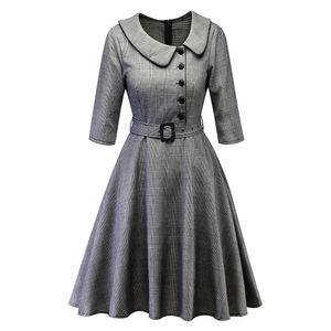 Abito da donna vintage principessa scozzese colletto alla Peter Pan partito irregolare Aline Swing Dress2019 Nuova veste femme de fiesta # 151