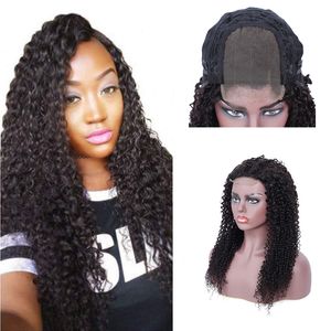 Brasilianer Virgin Haar 4x4 Spitze Perücke Kinky Curly Hair Products Spitze Perücken 100% menschliches Haar 12-30 Zoll Naturfarb freie Teil