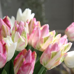 5 pçs / lote 54cm flores artificiais látex grande tulipa ramo único ramo para o hotel decoração de casa decoração de casamento arte desktop arte falsa flores