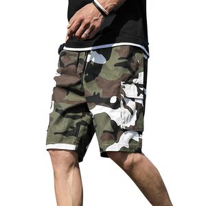 Summer Mens Outdoor Camouflage Cargo Shorts Plus Size Pocket Cotton Casual Half Pants Mid Waist Drawstring Loose Shorts Bib Overalls 7XL