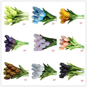 Tulipany lateksowe Sztuczne PU Kwiat Bukiet Prawdziwy Dotyk Kwiaty Do Home Dekoracji Hotel Ślubne Dekoracyjne Kwiaty 19 Kolory Opcja