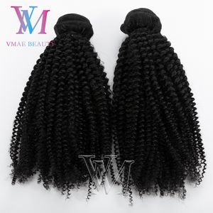 VMAE 100% Nieprzetworzone Afro Kinky Curly Remy Virgin Human Hair Grade 11a 3 Zestawy Naturalny Czarny Odsunięcie Wyrównane Rozszerzenia Wątek