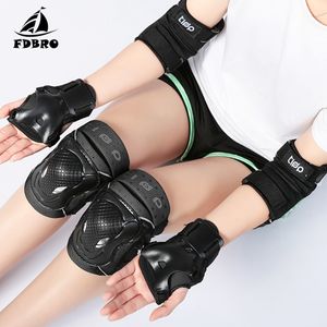 Fdbro vuxna barn rullar skridskor skateboarding skidskydd 6 i 1 set armband elbowknee pads set extrem sport säkerhetsvakt t200615