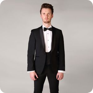 Black Men Suits xaile lapela Ternos de casamento Noivo Custom Made Slim Fit Formal Wear Costume Casamento Homme Noivo Prom Dress smoking Blazer