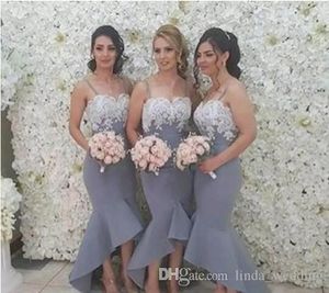 2019 Merhaba Lo Nedime Elbisesi Mermaid Spagetti Kayışı Bahar Yaz Örgün Düğün Parti Misafir Hizmetçi Onur Kıyafeti Artı Boyutu Özel Made