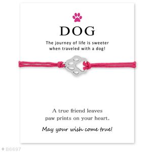 Wish Bracelet With Gift Card Dog Paw Love Unicorn Teacher Charm Bracelets Bangles Women men Friendship Statement Jewelry Greeting Cards Hot