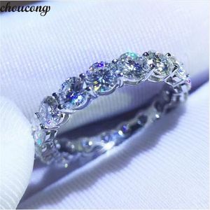 Choucong Eternity Band Pierścień 925 Sterling Silver 4mm Diamentowe Kamienne Pierścienie Zaręczynowe Dla Kobiet Palec Biżuteria