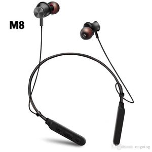 Cuffie Bluetooth con archetto da collo magnetico M8 Cuffie stereo con auricolare wireless sportivo con microfono per iPhone Android Samsung con pacchetto di vendita al dettaglio