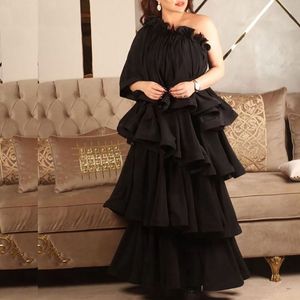 Novo um ombro preto vestido de noite festa robe de soiree abendkleider árabe longo vestido vestido de noite