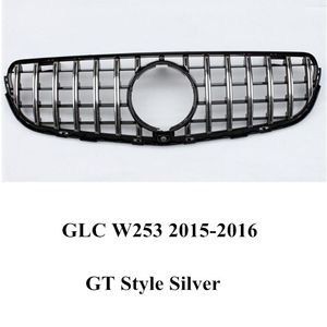 A Piece GT Style Black Front Air Intake Grilles For BEN-Z GLC W253 Diamond Model Silver ABS Mesh Grille