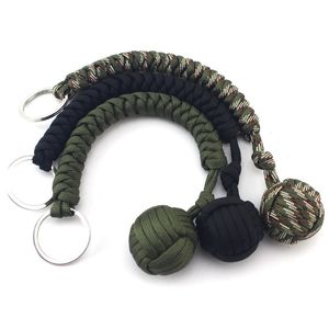 Outdoor Security Protection Black Monkey Fist Steel Ball Key Chain For Girl Camping Self Defense Lanyard Survival Broken Windows T8324720