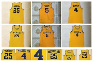 Michigan Woerines di alta qualità 5 Jalen Rose 25 Dwight Howard Jersey 4 Chris Webber University Mens College Basketball Maglie da basket