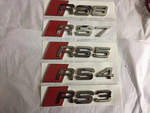 3D Chrom Audi RS3 RS4 RS5 RS6 RS7 RS8 – mattschwarzes oder silbernes Logo-Kofferraumabzeichen-Emblem