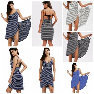 Bath Striped Towel Roupão Roupão de Praia Vestido Rápido Dril Wash Roupa Wrap Mangas Sem Mangas Toalhas Robe de Plage Praia Dress Holiday Ljja2421