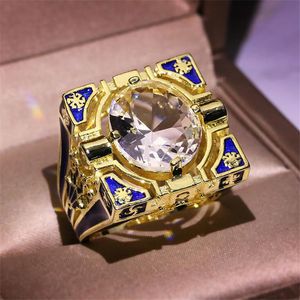 2019 Neuankömmling Vintage Modeschmuck 925 Silber Goldfüllung Rundschliff Weißer Topas CZ Diamant Versprechen Ehering Ring Für Frauen Geschenk