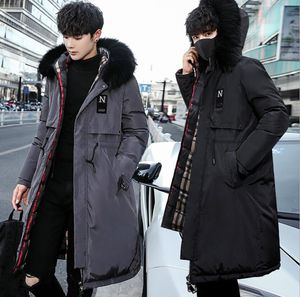 メンズロングコート冬ダウンジャケットの毛皮の襟フード付きの肥厚暖かいオーバーコート屋外の衣装ブランドデザイナーダウンジャケット