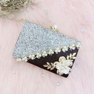 Borsa da sera in strass abbinata al colore bianco e nero da donna Borse da sera Fashion Luxury Solid Hasp per le donne Celebrità Borse da sera