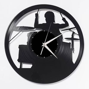 ドラムビニール壁時計LPレコード家の装飾手作りアートパーソナリティギフト サイズ インチ カラー ブラック
