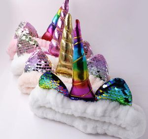 Fascia per capelli in peluche con paillettes in corno di unicorno per bambini, fascia per capelli con orecchie di gatto per feste di Natale, fascia morbida per ragazze