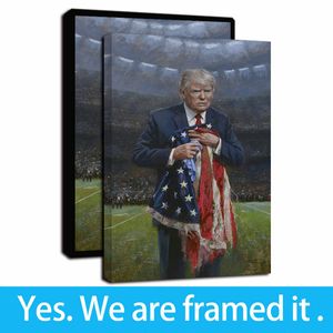 Framed Artwork Jon Mcnaughton Trump Portrait Oil Paintings HD Print on Canvas Wall Art Picture Paintings for Home Decor - Ready To Hang