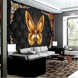 Goldener Schmetterling Schmuck 3d Tapeten Hintergrund Wand 3D Wandbilder Wallpaper für Wohnzimmer