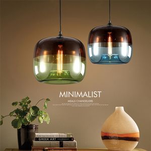 Modern Nordic Art Deco Colorful Hanging Glass Pendant Lamp Lights Fixtures E27 LED For Kitchen Restaurant Living Room Bedroom