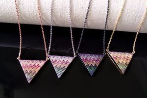 10 Pcs triângulo Arco Íris Duplo Conector Colar, CZ zircão Micro pave cristal Charme Fazer jóias para mulher NK69