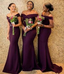 2019 Yeni Üzüm Saten Denizkızı Gelinlik Modelleri Suudi Afrika Kapalı Omuz Afrika Hizmetçi Honer Elbise Geri Fermuar Düğün Gizli