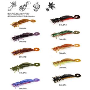 10st / parti 48mm 0.94g larva mjuka lockar konstgjorda lurar fiske mask silikonbas gädda minnow swimbait jigging plastbaits