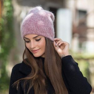 Women Winter Hat Knitted Beanie Hat Cashmere Knitted Hats for Women Cap Winter Autumn Rabbit Fur Ladies Solid Beanies Bonnet