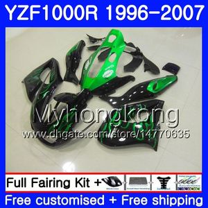 바디 용 YAMAHA 썬더 레이쓰 YZF1000R 96 97 98 99 00 01 238HM.4 YZF-1000R YZF 1000R 그린 화염 1996 1997 1998 1999 2000 2001 페어링 킷