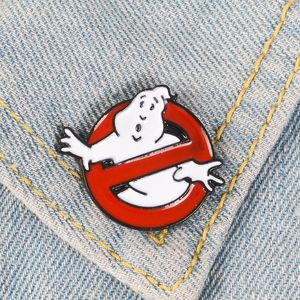 Ghostbusters emaye pimi beyaz hayalet rozeti broş çanta kıyafetleri yaka pim çizgi film karikatür eğlenceli film mücevher hediyesi hayranlar için