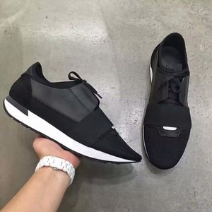 Modedesigner sneaker män kvinnor casual skor äkta lädernät spetsiga tävlingslöpare skor utomhus tränare med stor storlek 35-47