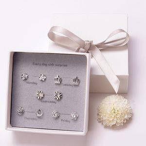 Each set of zircon earring gift box sets wholesale individual women's five-pointed star earrings Free shipping