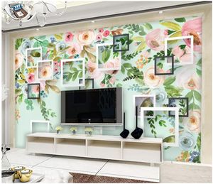 3D Foto tapet anpassad 3d väggväggmålningar tapeter modern minimalistisk trädgård blomma vardagsrum sovrum tv bakgrund vägg papel de parede