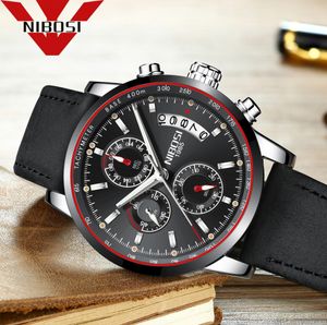 Orologio da uomo NIBOSI Top Brand di lusso maschile in pelle impermeabile sportivo cronografo al quarzo orologio da polso militare orologio Relogio Masculino