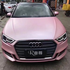 Pearl Matte Metallic Sakura Pink Vinyl Film Wrap Adhesive Sticker Car Wrapping Foil med Air Release Bubble Free