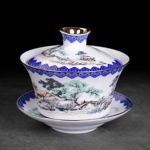 Jingdezhen Ceramic Tea Tureen Blue and White Porcelain Big Tea Bowl Teacerty AccessoriesGaiwan