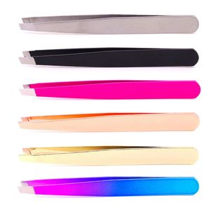 High quality Stainless Steel Tip Eyebrow Tweezers Face Hair Removal Clip Brow Trimmer Makeup Tools in stockl