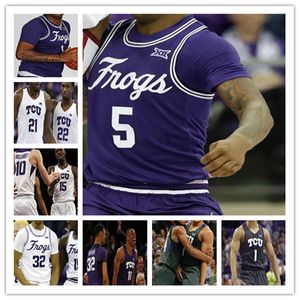 Custom 2021 TCU Horned Frogs College Jersey Basketball RJ Nembhard Mike Miles Kevin Samuel Kevin Easley Desmond Bane PJ Fuller Ledee 4XL