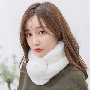 Kvinnor Real Rex Rabbit päls halsduk Ring Cowl Snood Sticked Elastic Scarves Winter Warm Neck Scarf