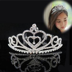 enfeites de cabelo noiva cocar princesa das meninas crianças bebê cocar cabelo enfeites coroa de diamante de cristal atacado pente de cabelo