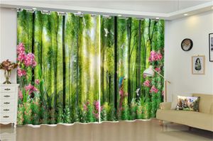 3Dプリントカーテンのためのリビングルームの価格ファンタジーフォレストの花フル3D風景カーテンインテリアプレミアムHDカーテン