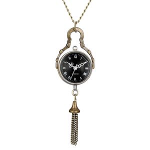 Antique Vintage Mini Glass Ball Bull Eye Design Pocket Watch Quartz Analog Display Watches Necklace Chain for Men Women Gift