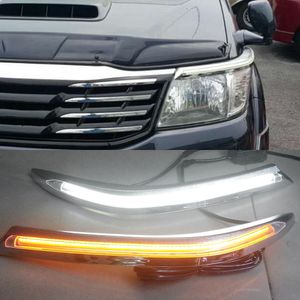 1 Pair Car Headlight For Toyota Hilux Vigo 2012 2013 2014 Eyebrow Decoration Yellow Turn Signal Relay LED Daytime Running Light