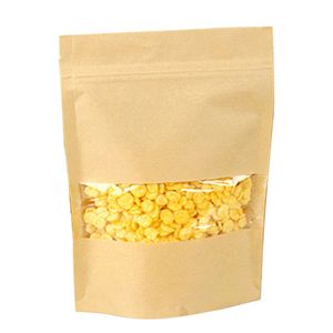 50PCS Display Party Storage Shopping Resealable Package Practical Paper Bag Clear Window Recyclable