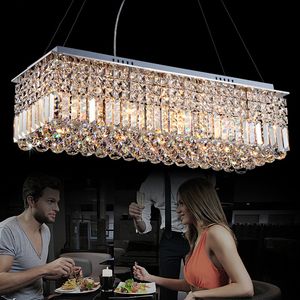 Chandeliers Indoor droplight Modern Contemporary Rectangle Rain Drop Crystal Chandelier for Dining Room Suspension Lamp Lighting Fixture