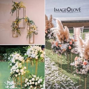 Vaso per fiori alto 80 cm, colonna in oro, supporto in metallo, centrotavola per matrimonio, centrotavola per decorazione di eventi